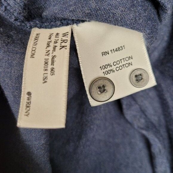 WRK Work Rest Karma The Reworked Shirt Button Down Solid Navy Long Sleeve S - Picture 11 of 11